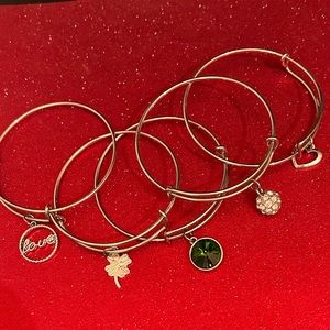 Set of silver charm bracelets